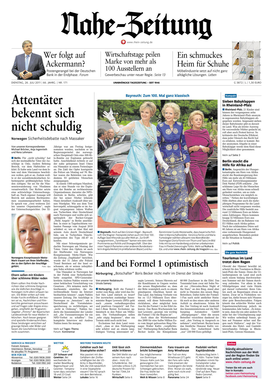 Nahe-Zeitung vom Dienstag, 26.07.2011