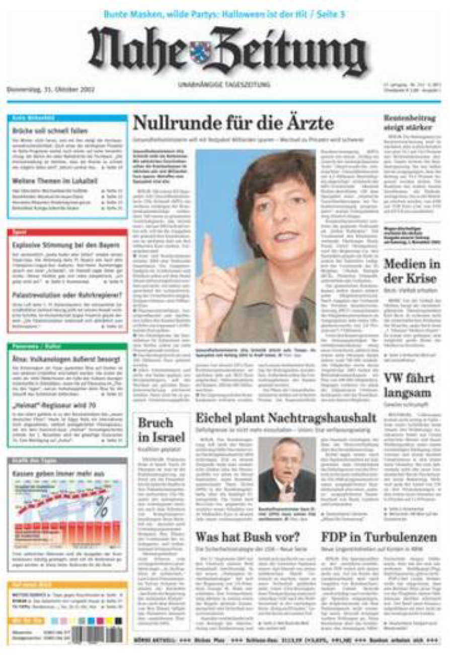 Nahe-Zeitung vom Donnerstag, 31.10.2002