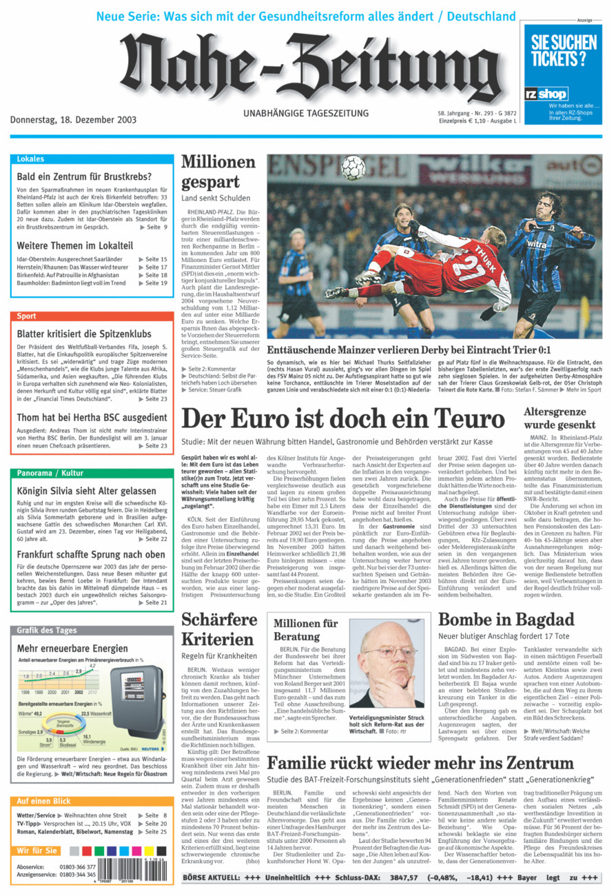 Nahe-Zeitung vom Donnerstag, 18.12.2003