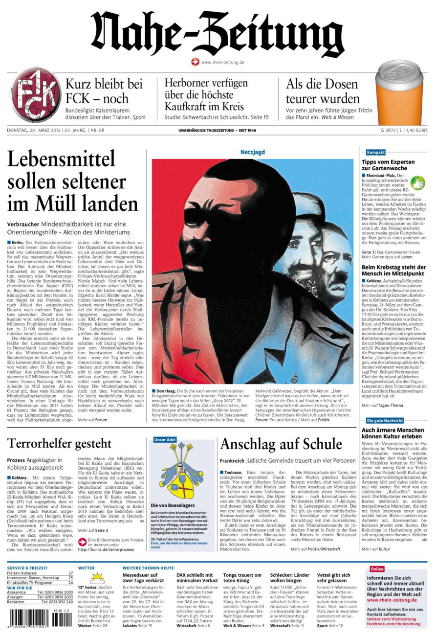 Nahe-Zeitung vom Dienstag, 20.03.2012