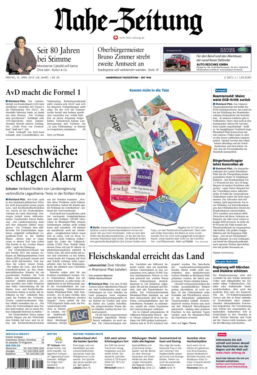 Nahe-Zeitung vom Freitag, 12.04.2013