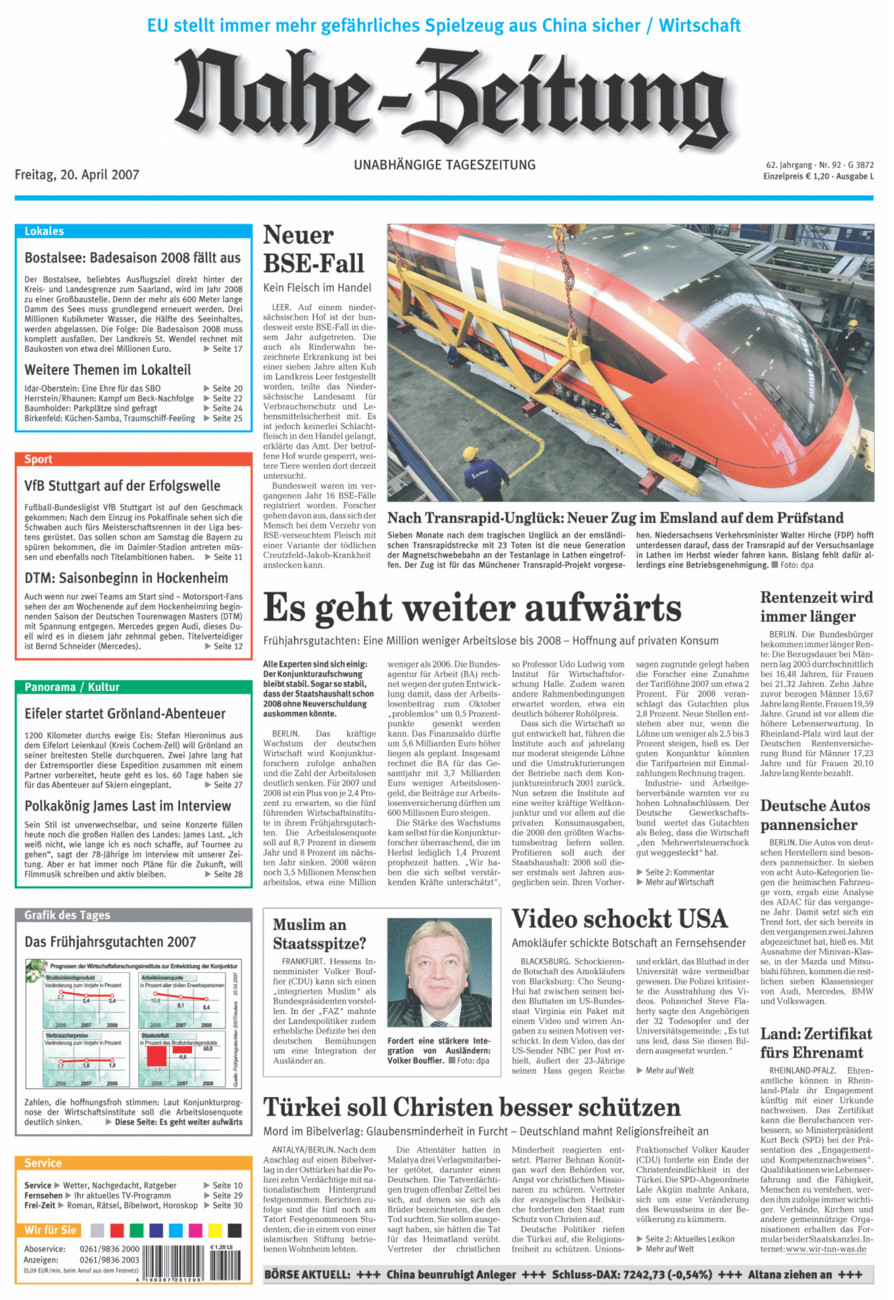 Nahe-Zeitung vom Freitag, 20.04.2007