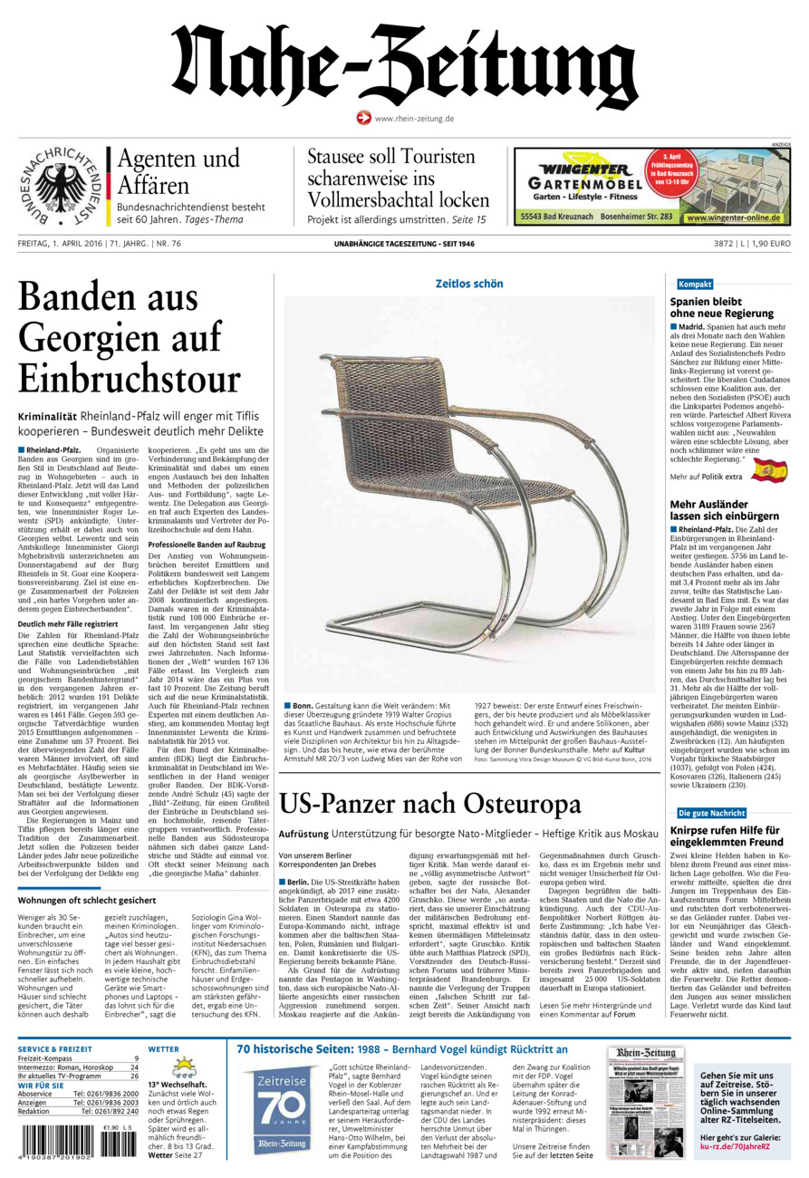 Nahe-Zeitung vom Freitag, 01.04.2016