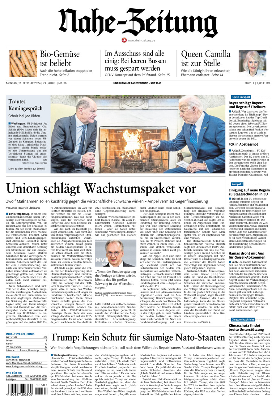 Nahe-Zeitung vom Montag, 12.02.2024