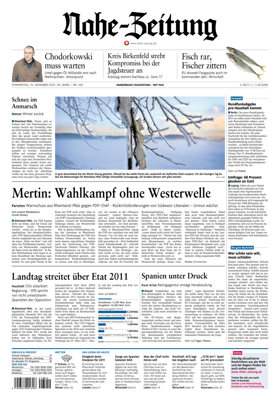 Nahe-Zeitung vom Donnerstag, 16.12.2010