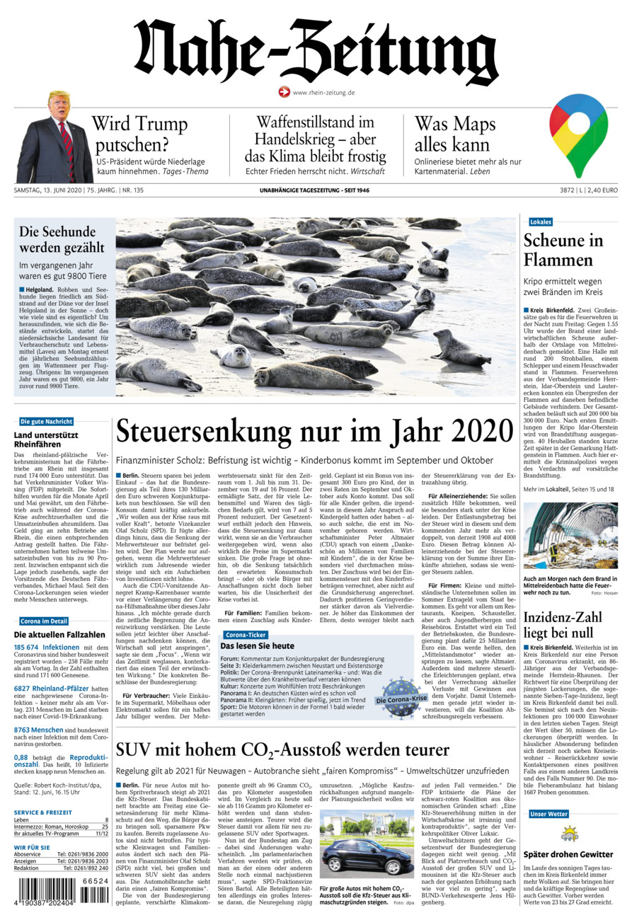 Nahe-Zeitung vom Samstag, 13.06.2020