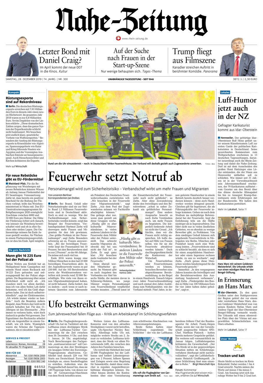 Nahe-Zeitung vom Samstag, 28.12.2019