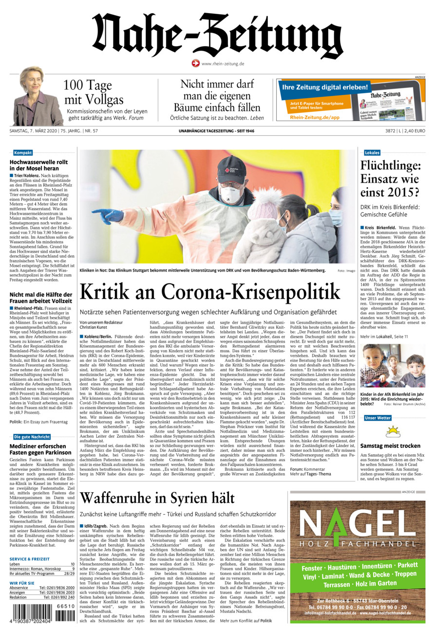 Nahe-Zeitung vom Samstag, 07.03.2020