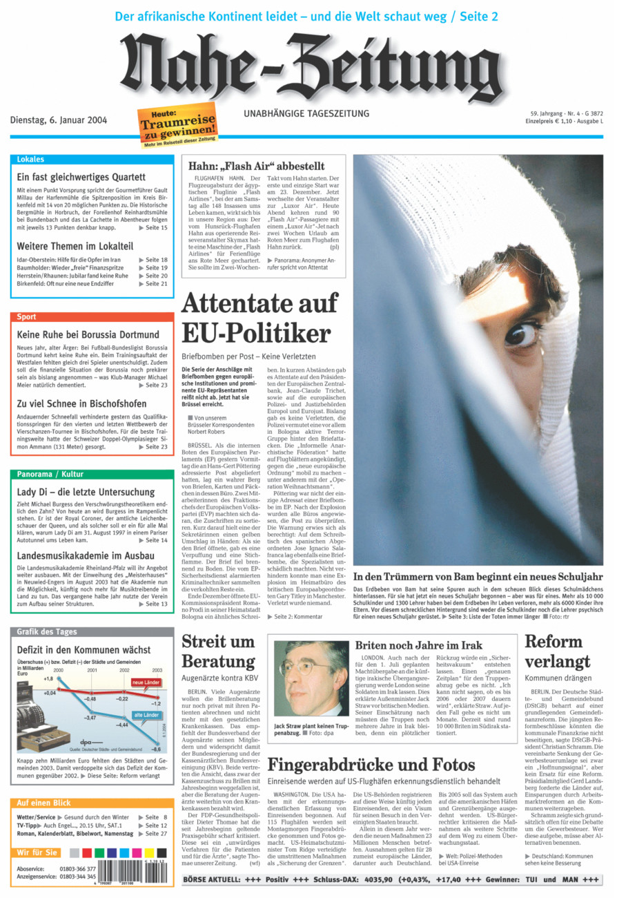 Nahe-Zeitung vom Dienstag, 06.01.2004