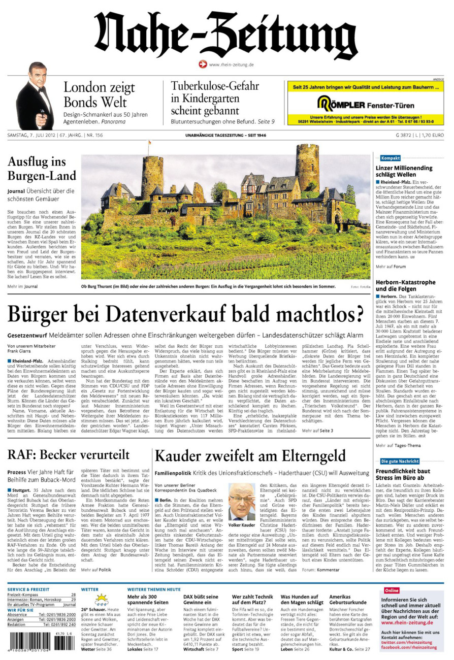 Nahe-Zeitung vom Samstag, 07.07.2012