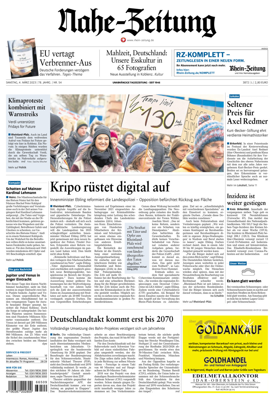 Nahe-Zeitung vom Samstag, 04.03.2023