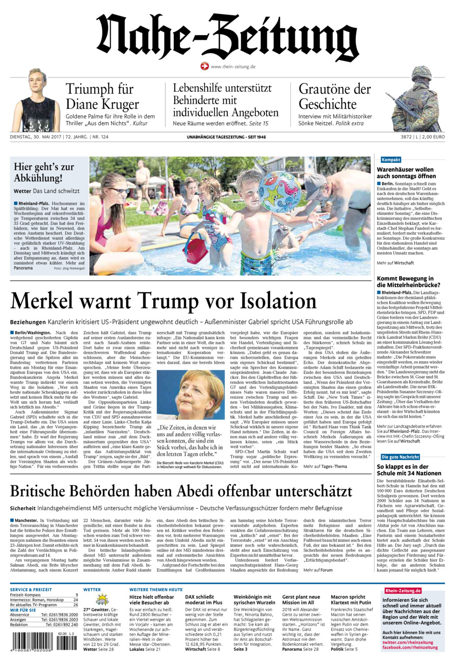 Nahe-Zeitung vom Dienstag, 30.05.2017