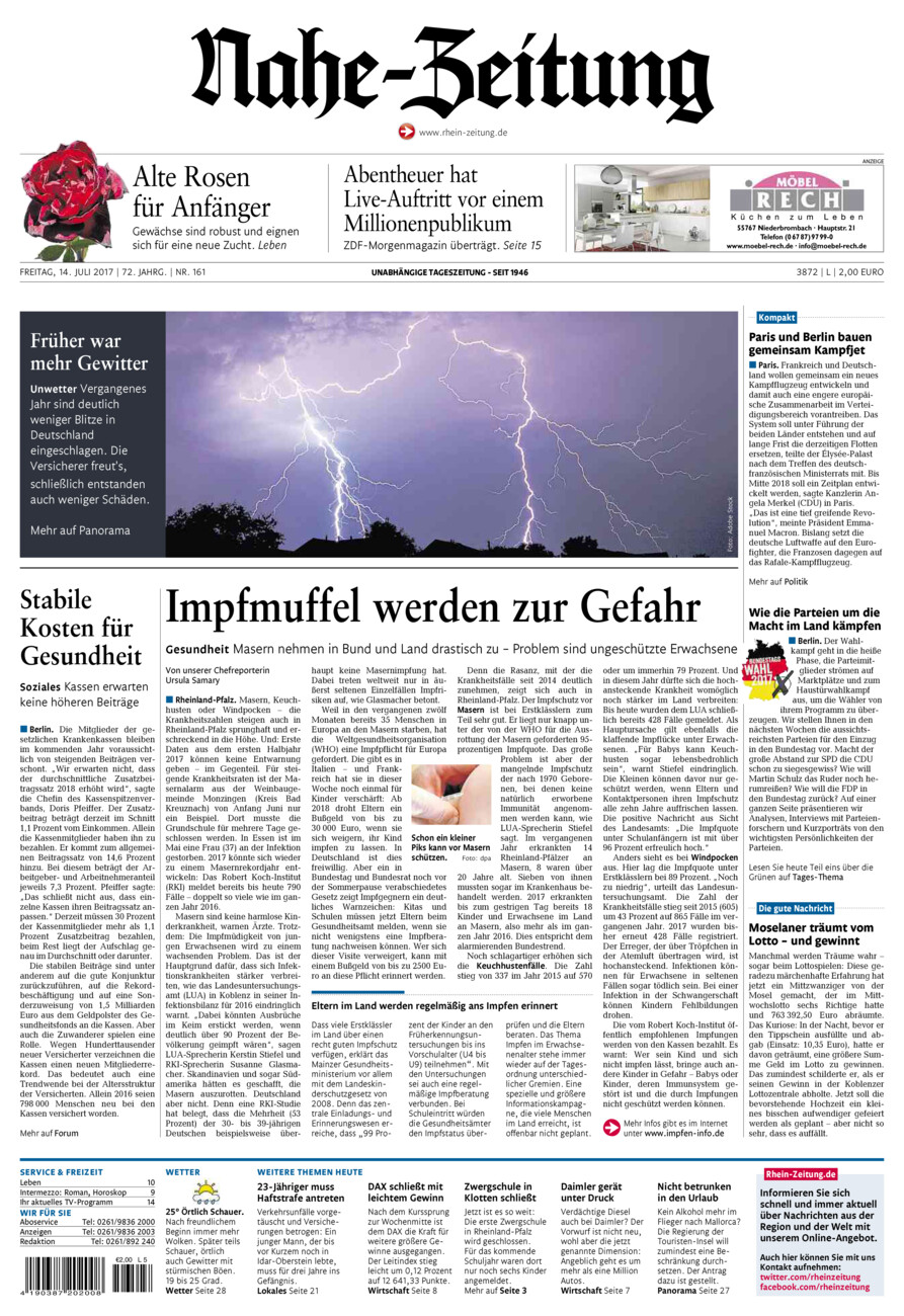 Nahe-Zeitung vom Freitag, 14.07.2017