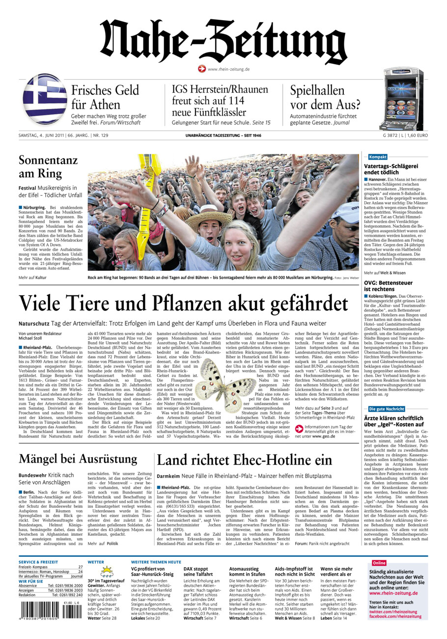Nahe-Zeitung vom Samstag, 04.06.2011
