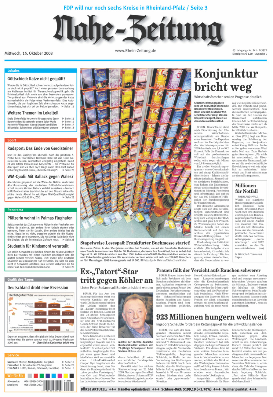 Nahe-Zeitung vom Mittwoch, 15.10.2008