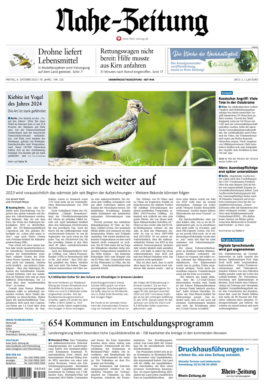 Nahe-Zeitung vom Freitag, 06.10.2023
