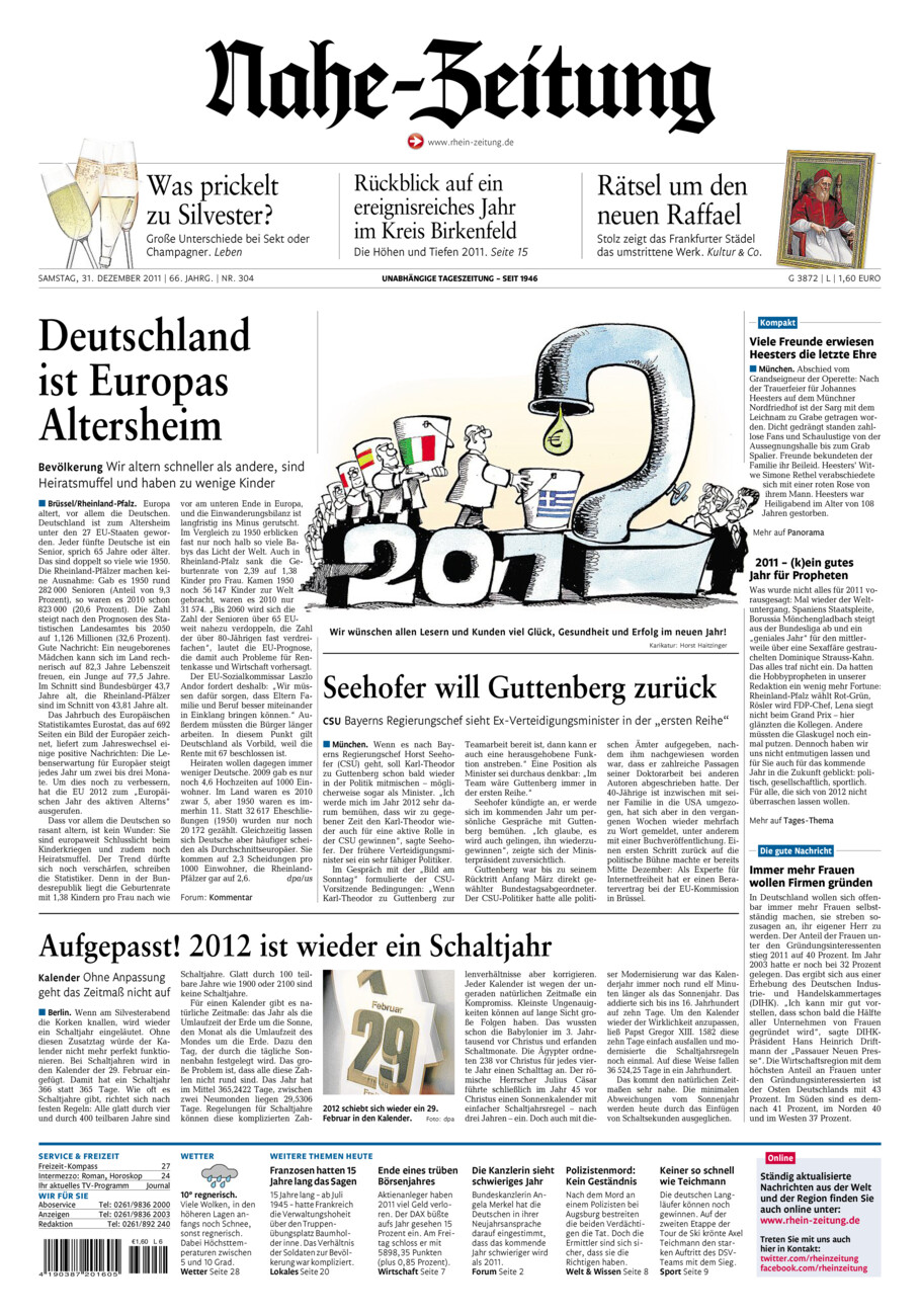 Nahe-Zeitung vom Samstag, 31.12.2011