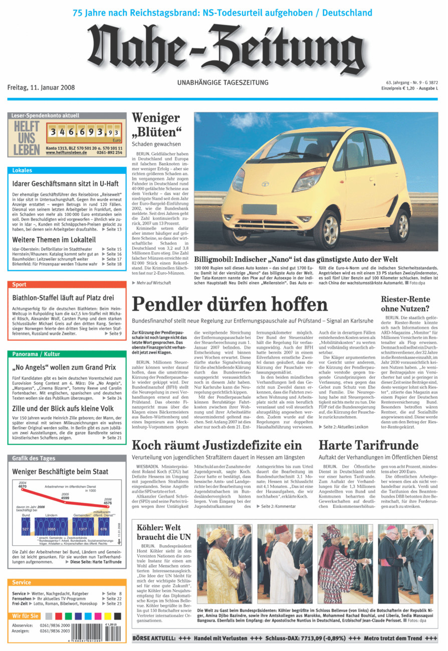 Nahe-Zeitung vom Freitag, 11.01.2008
