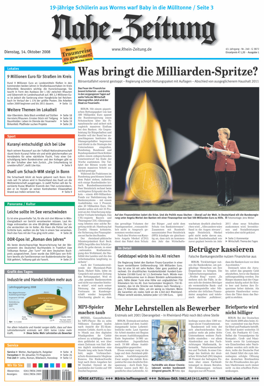 Nahe-Zeitung vom Dienstag, 14.10.2008