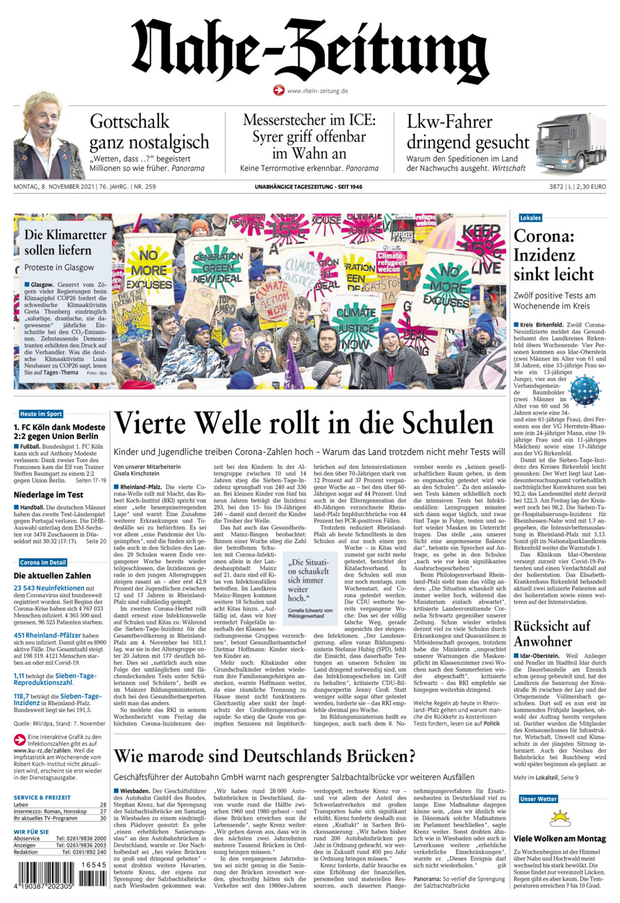 Nahe-Zeitung vom Montag, 08.11.2021