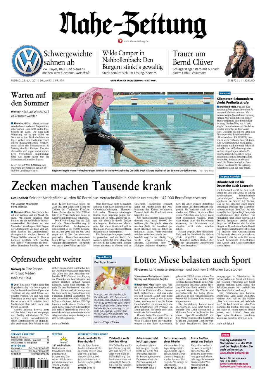 Nahe-Zeitung vom Freitag, 29.07.2011