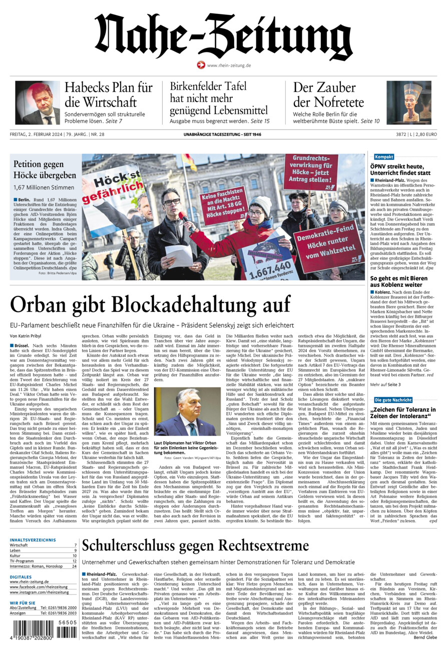 Nahe-Zeitung vom Freitag, 02.02.2024