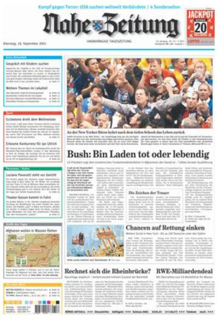 Nahe-Zeitung vom Dienstag, 18.09.2001