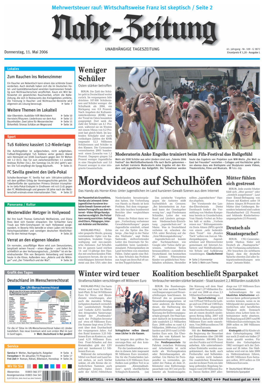 Nahe-Zeitung vom Donnerstag, 11.05.2006