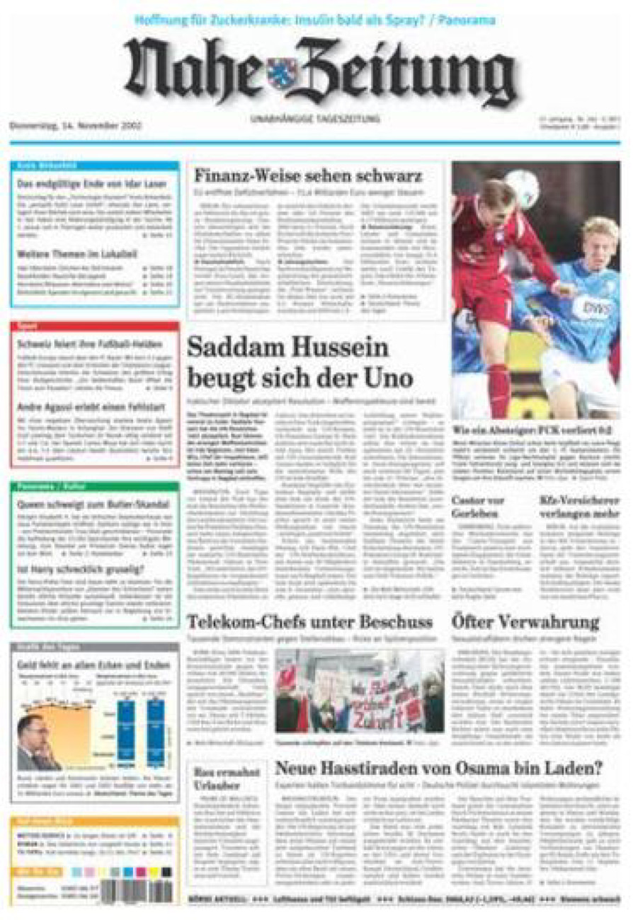 Nahe-Zeitung vom Donnerstag, 14.11.2002