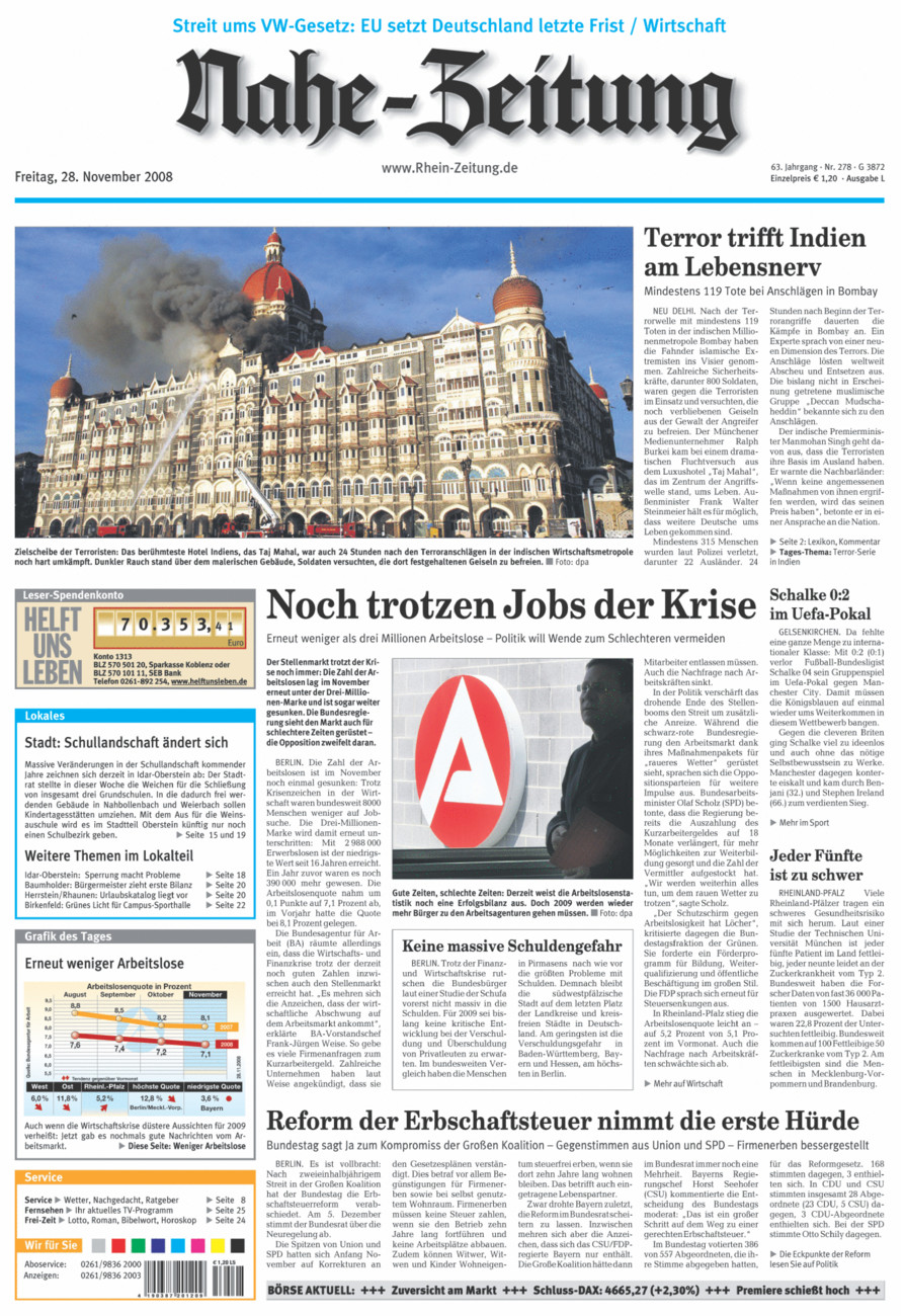 Nahe-Zeitung vom Freitag, 28.11.2008