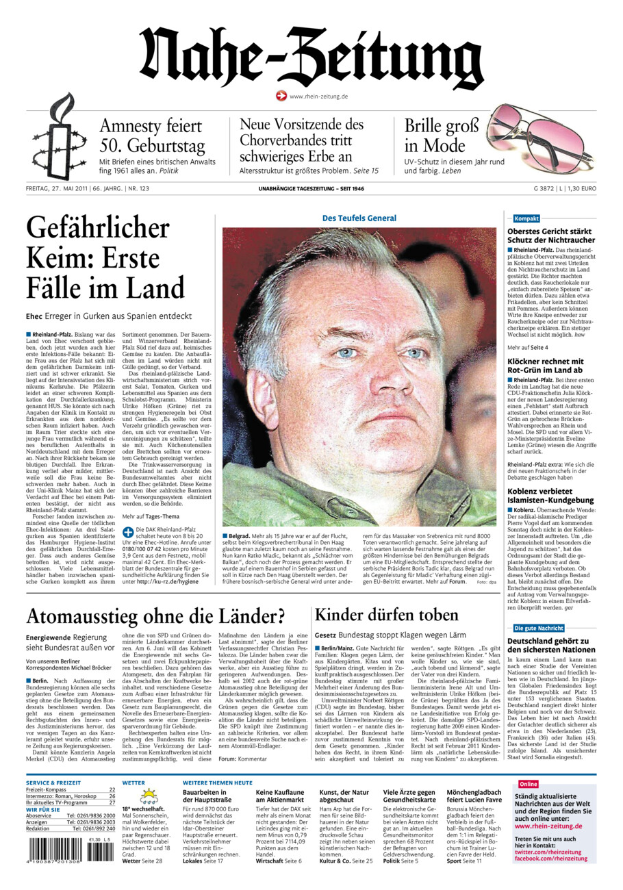 Nahe-Zeitung vom Freitag, 27.05.2011
