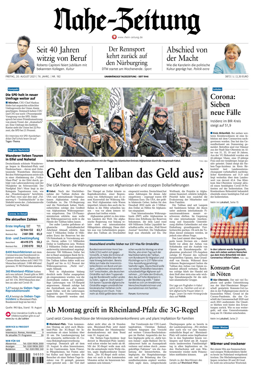 Nahe-Zeitung vom Freitag, 20.08.2021