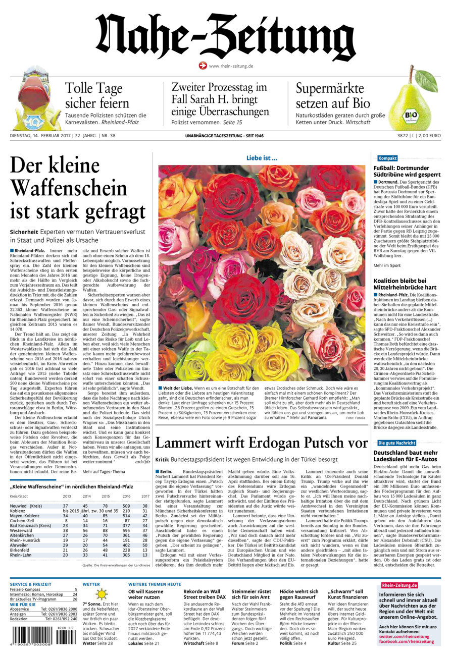 Nahe-Zeitung vom Dienstag, 14.02.2017