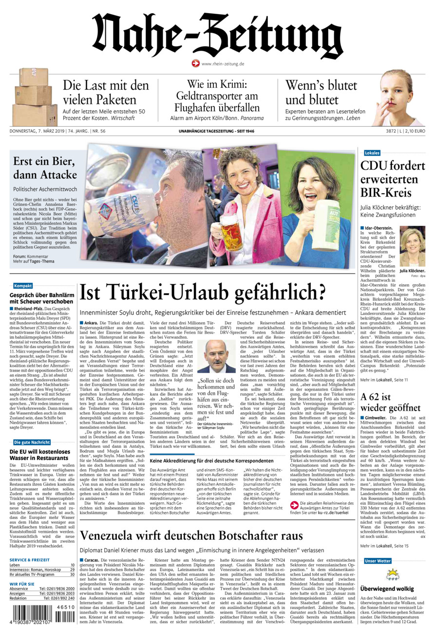 Nahe-Zeitung vom Donnerstag, 07.03.2019