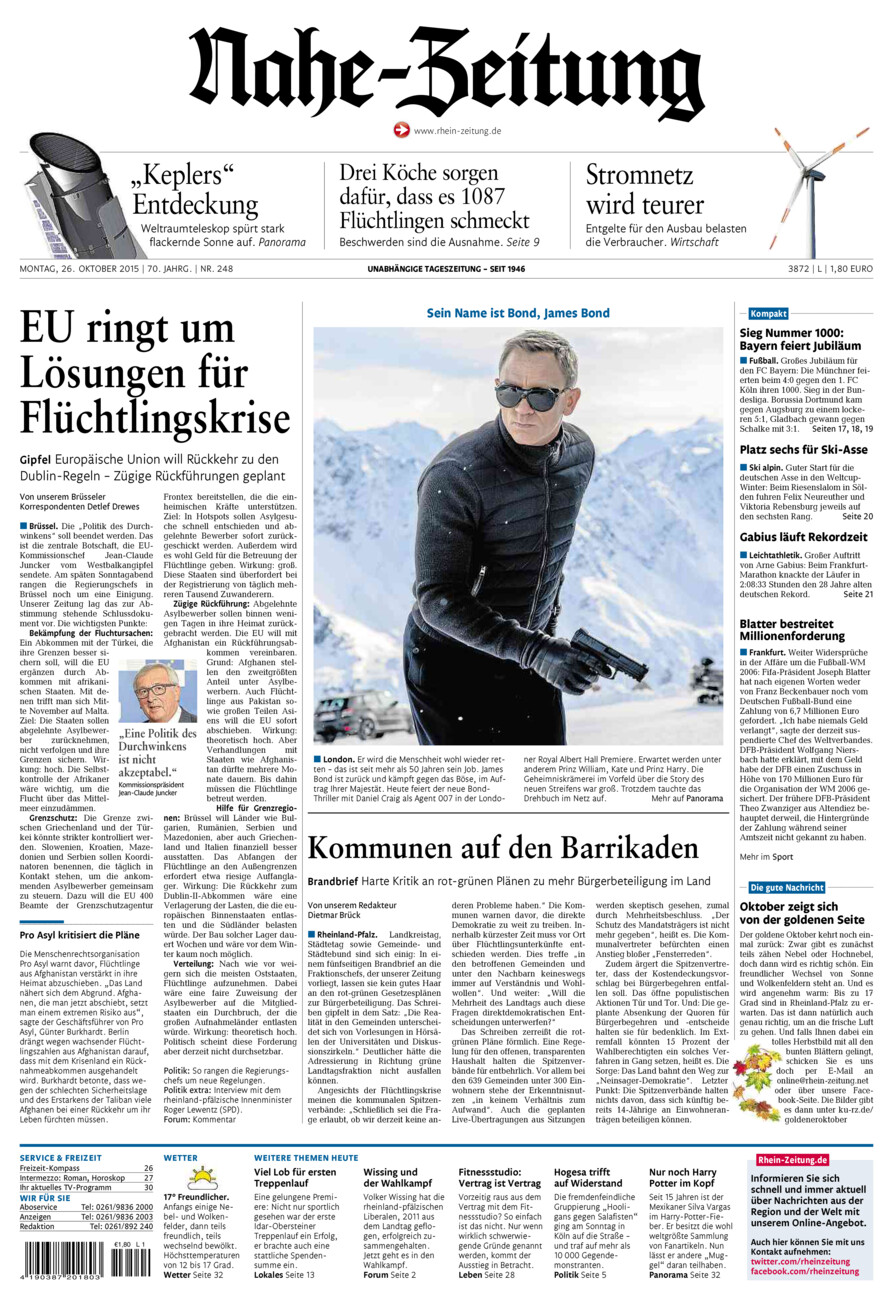 Nahe-Zeitung vom Montag, 26.10.2015