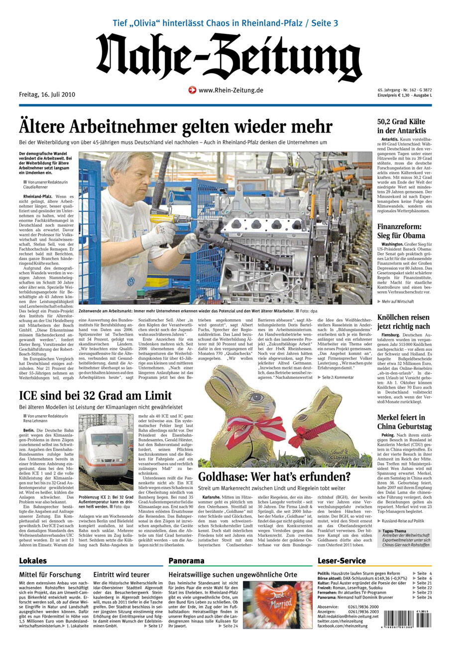 Nahe-Zeitung vom Freitag, 16.07.2010