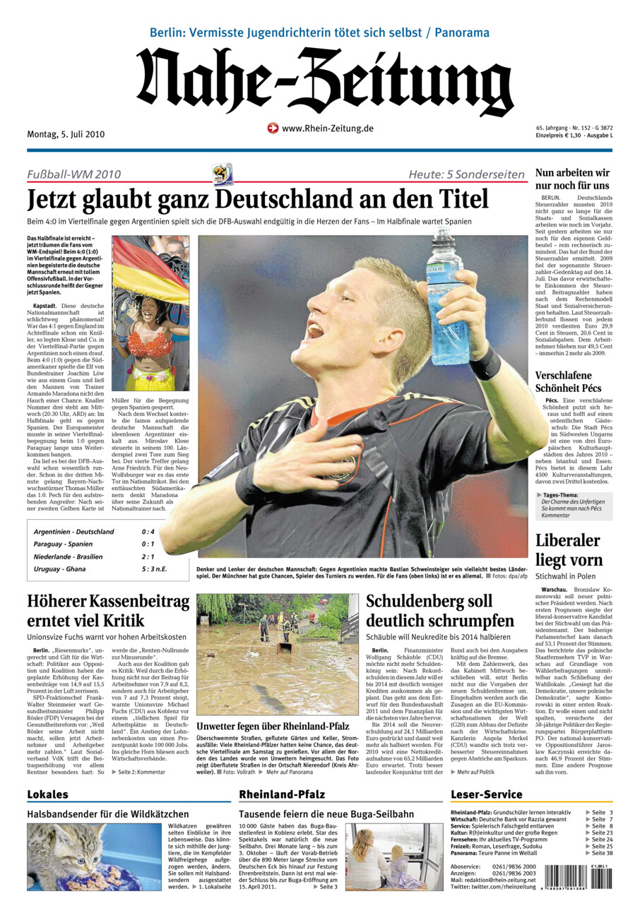 Nahe-Zeitung vom Montag, 05.07.2010