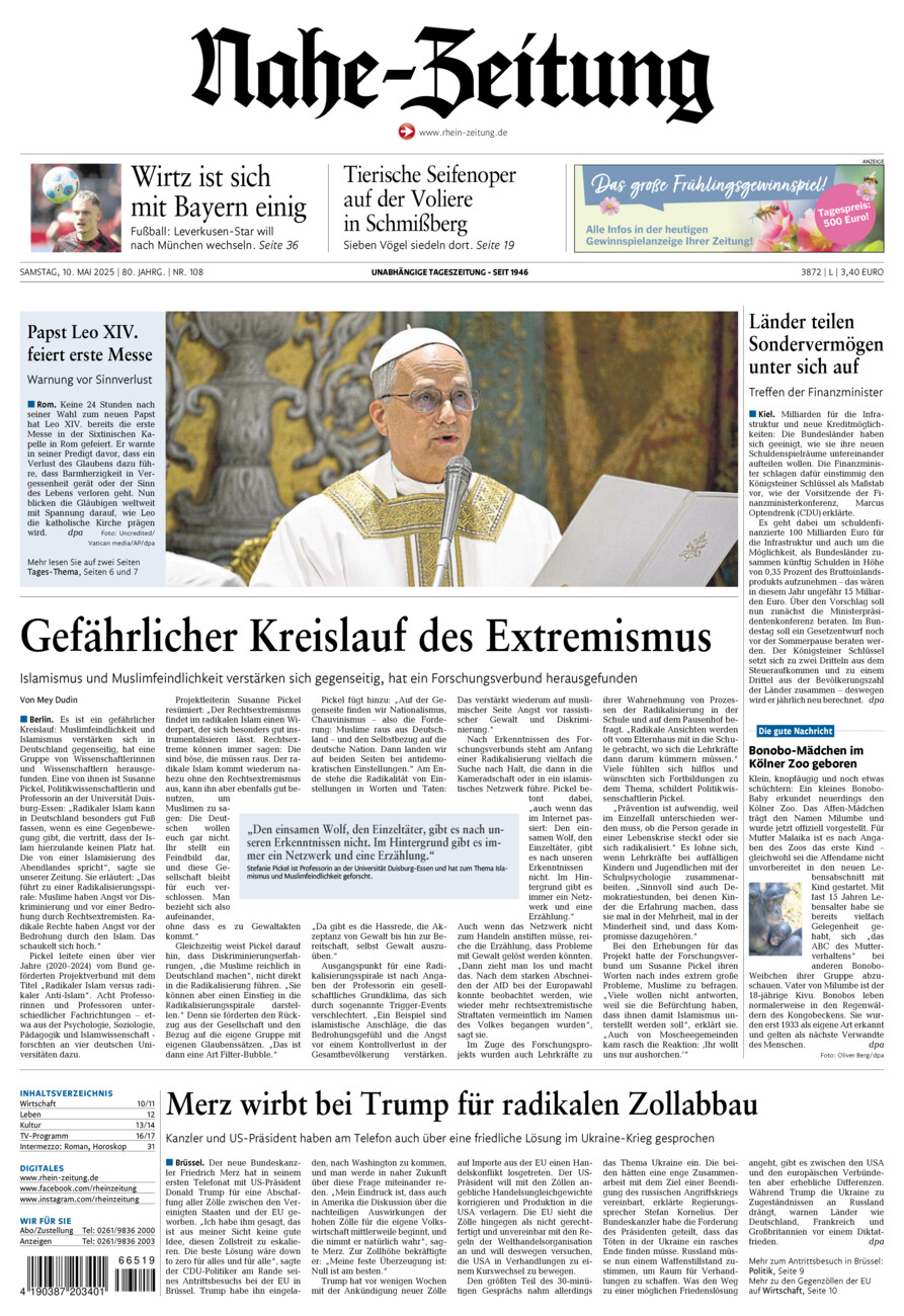 Nahe-Zeitung vom Samstag, 10.05.2025