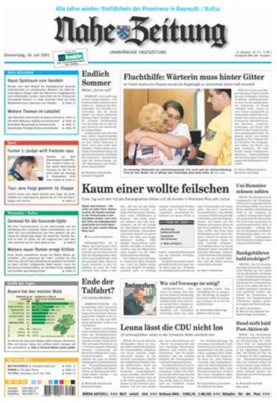 Nahe-Zeitung vom Donnerstag, 26.07.2001