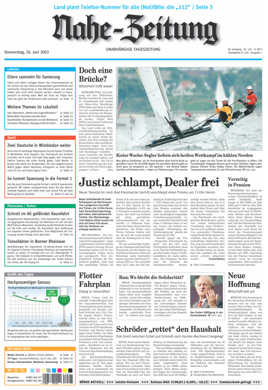 Nahe-Zeitung vom Donnerstag, 26.06.2003