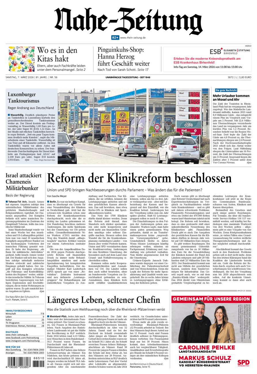 Nahe-Zeitung vom Samstag, 07.03.2026