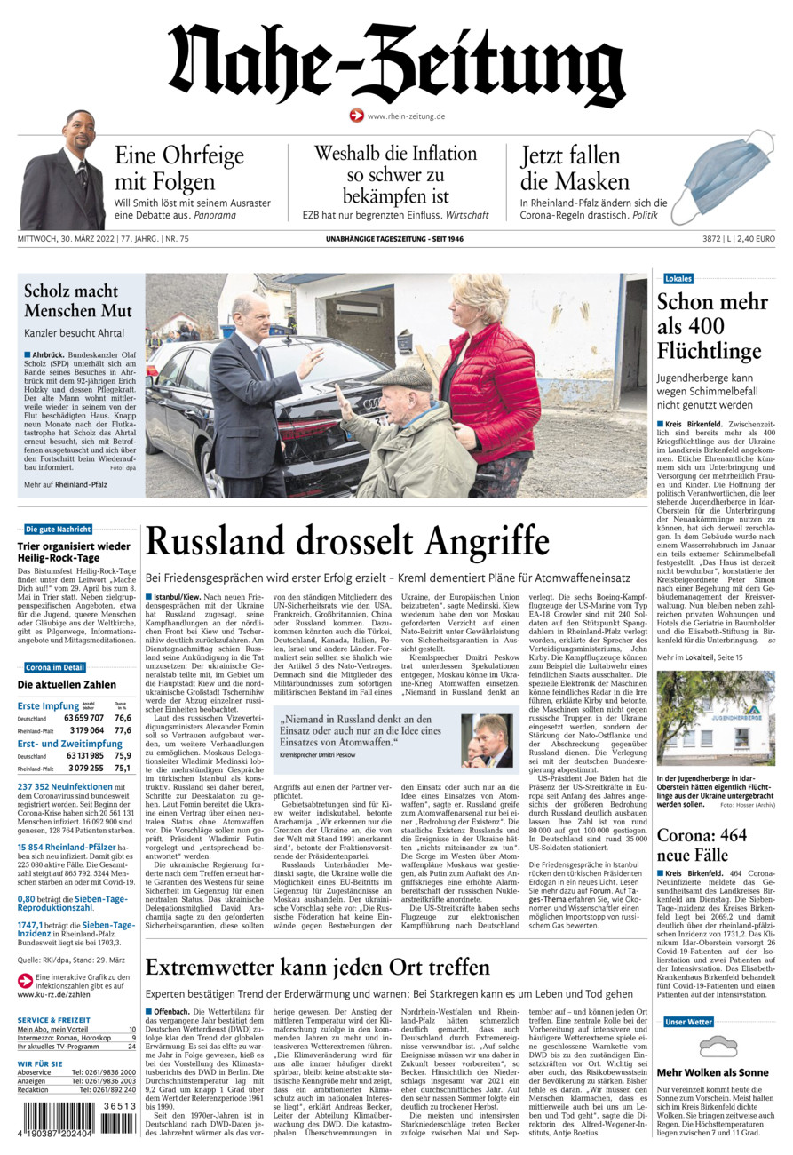Nahe-Zeitung vom Mittwoch, 30.03.2022