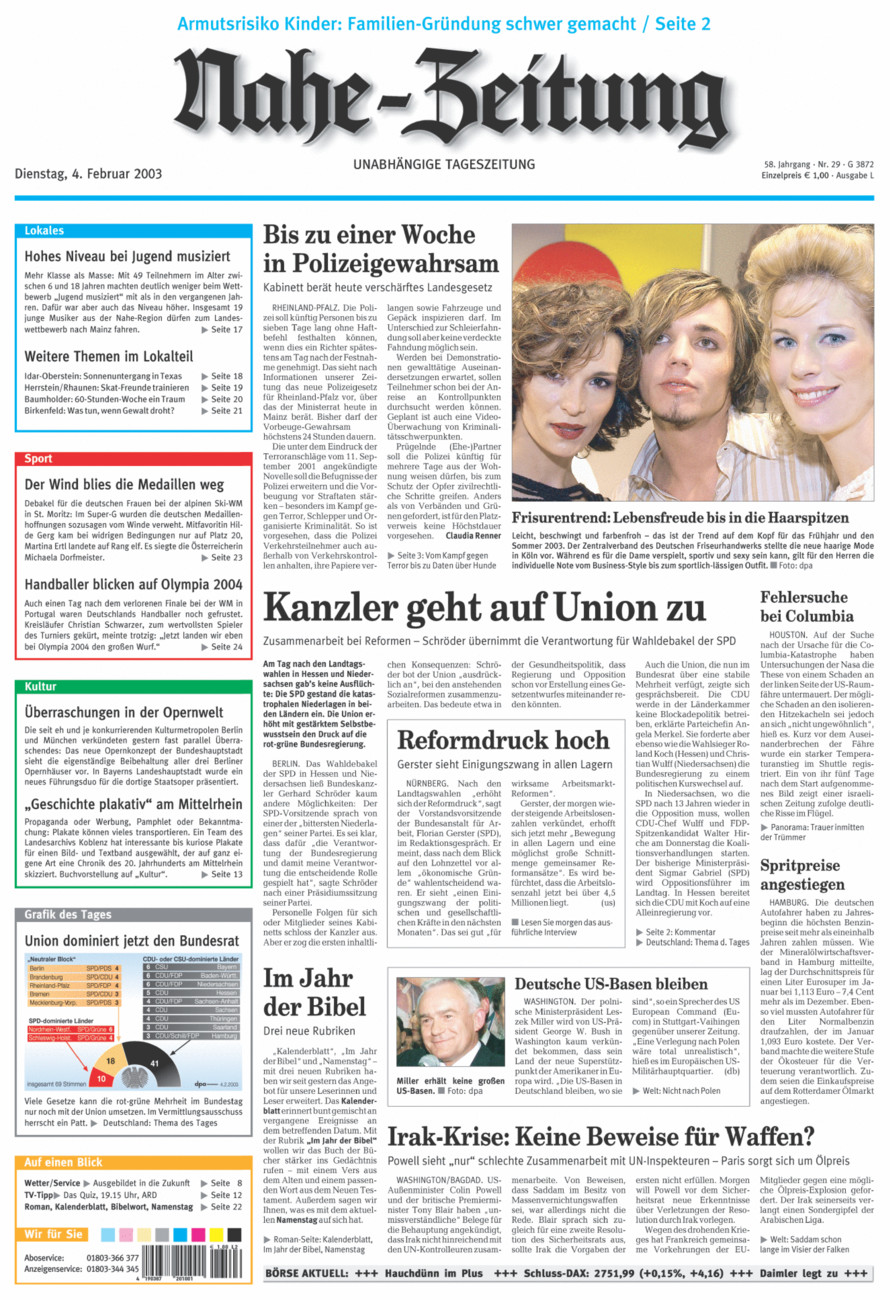 Nahe-Zeitung vom Dienstag, 04.02.2003