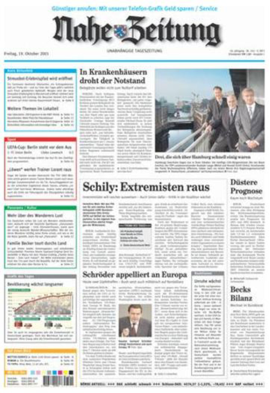 Nahe-Zeitung vom Freitag, 19.10.2001