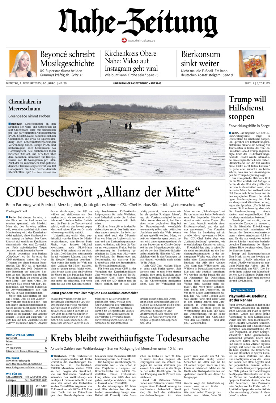 Nahe-Zeitung vom Dienstag, 04.02.2025