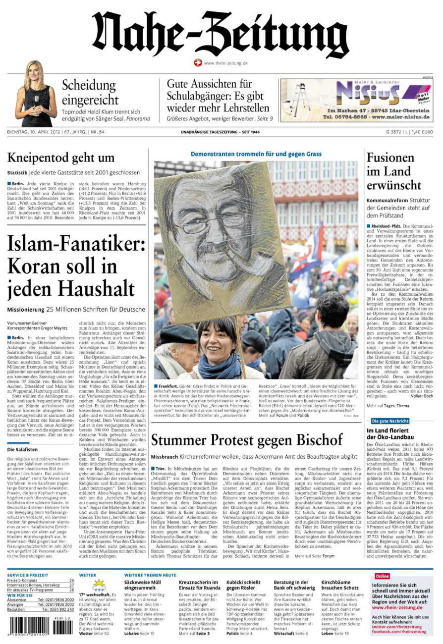 Nahe-Zeitung vom Dienstag, 10.04.2012