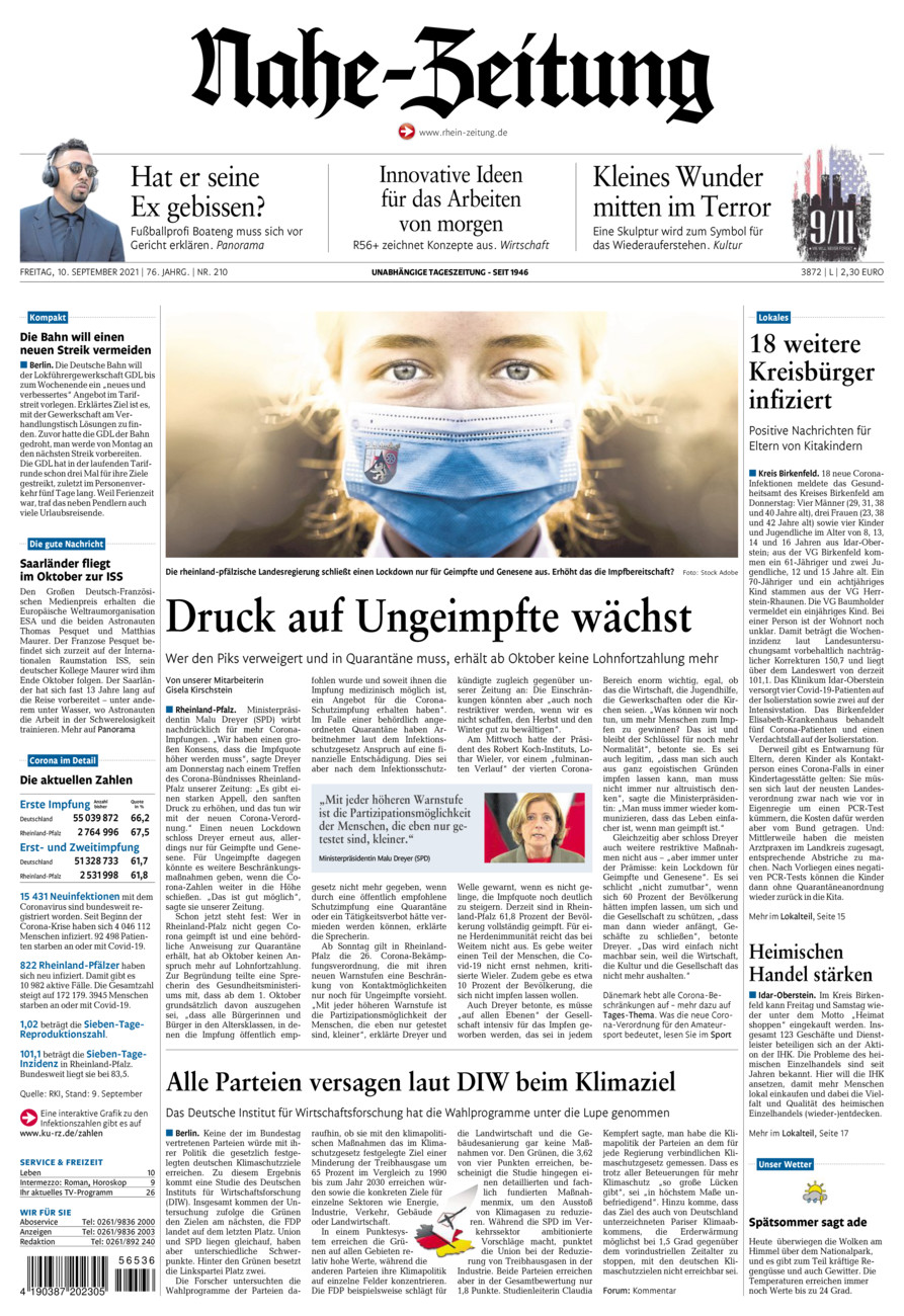 Nahe-Zeitung vom Freitag, 10.09.2021