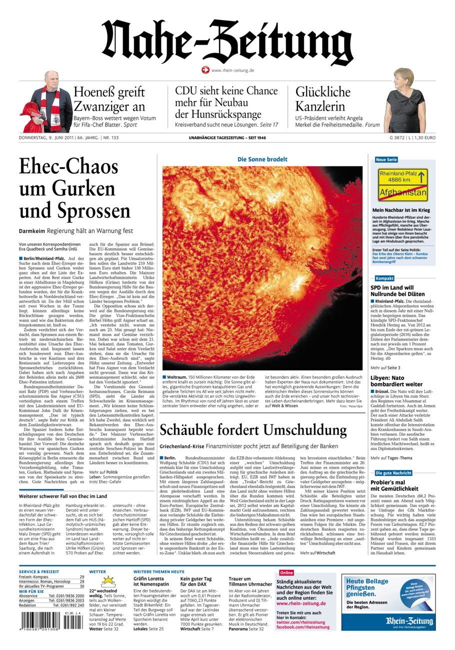 Nahe-Zeitung vom Donnerstag, 09.06.2011