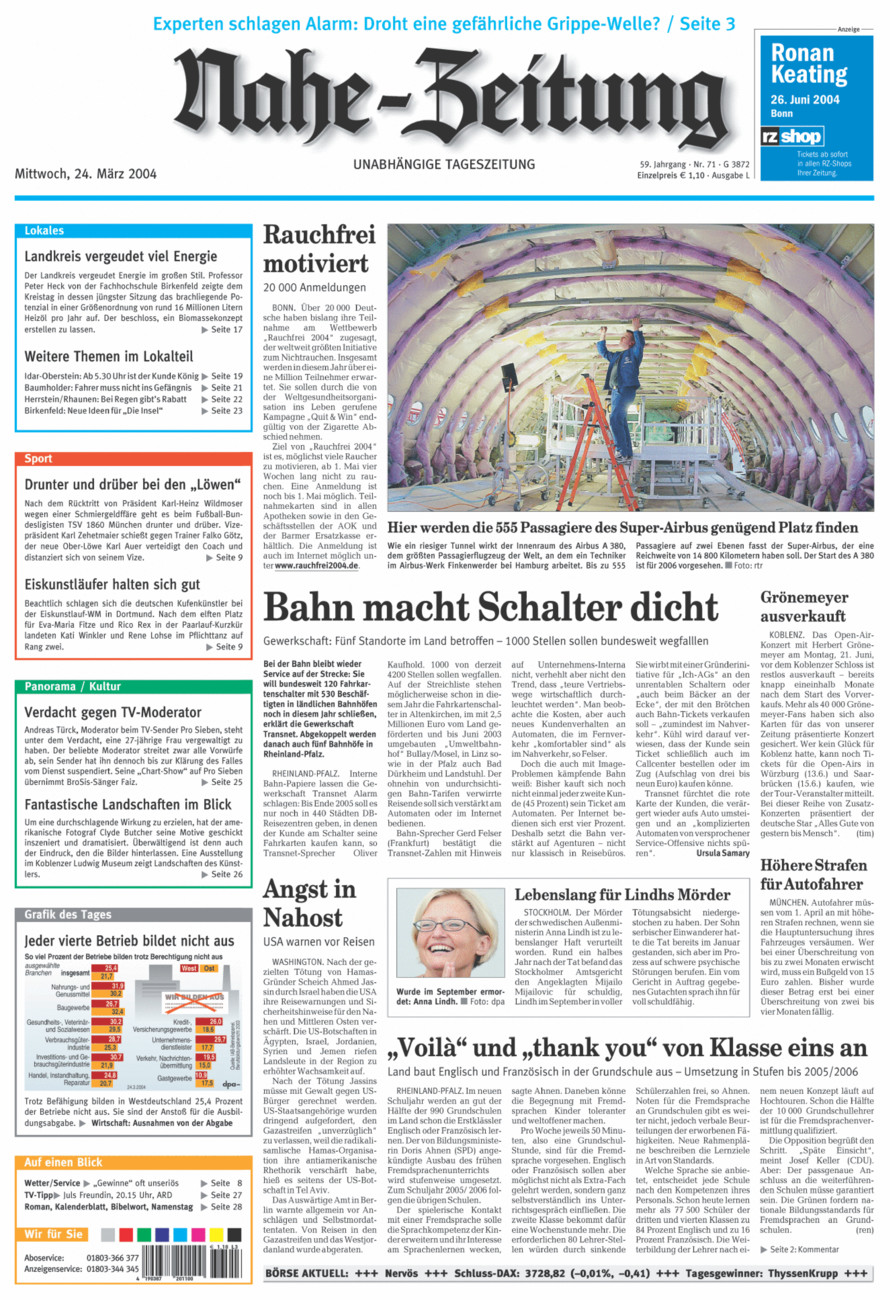 Nahe-Zeitung vom Mittwoch, 24.03.2004