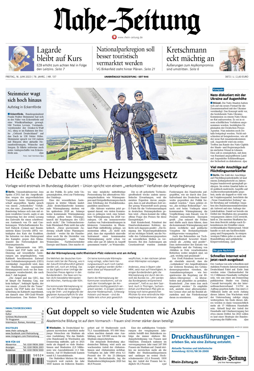 Nahe-Zeitung vom Freitag, 16.06.2023